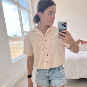 Linen Roxy Crop Button Up